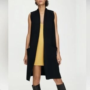 Aritzia Wilfred Olivie Sweater Long, merino-wool cardigan vest